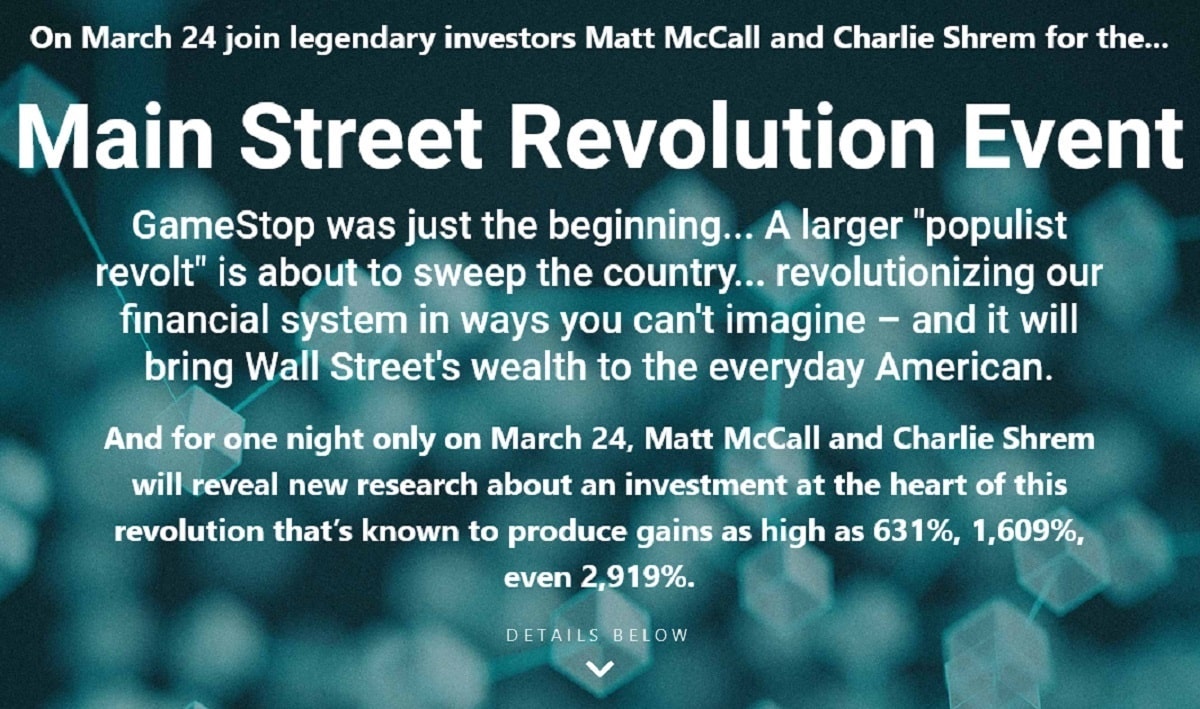 Matt McCall Main Street Revolution Event