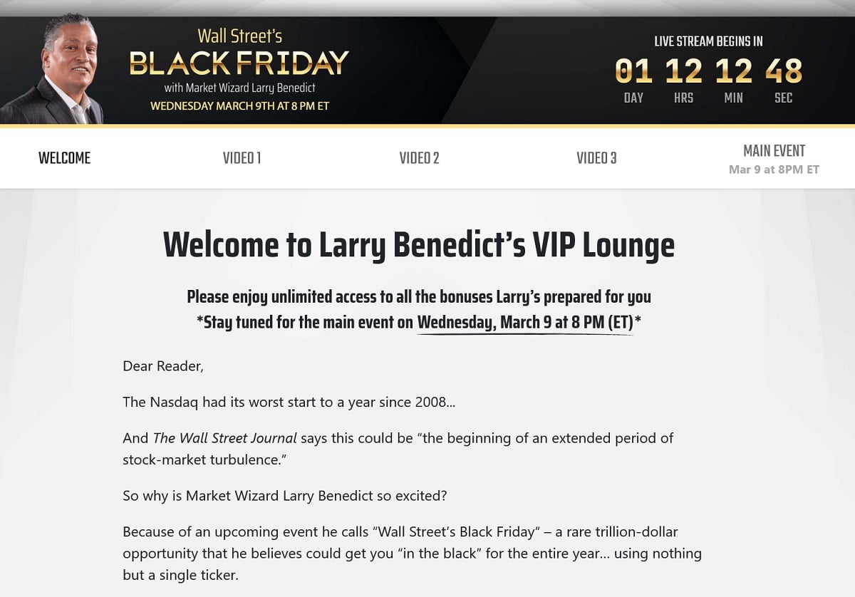 Larry Benedict Wall Street's Black Friday Event