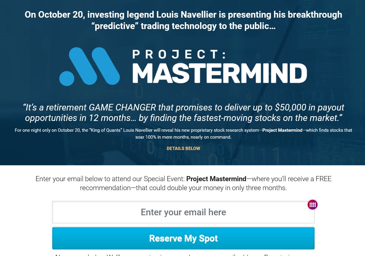 Project Mastermind Review - Louis Navellier's Retirement Game Changer