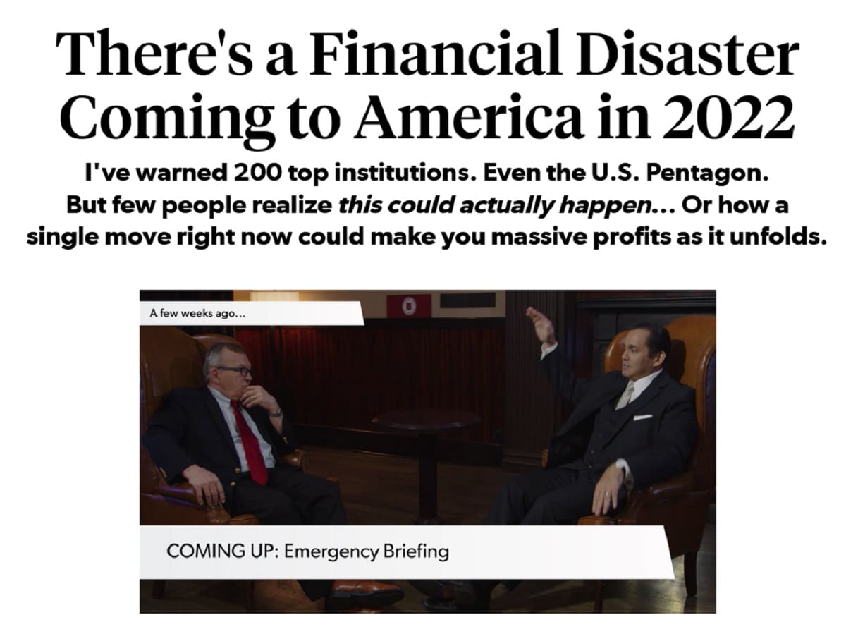 What Is Joel Litman's Financial Disaster Coming to America in 2022?