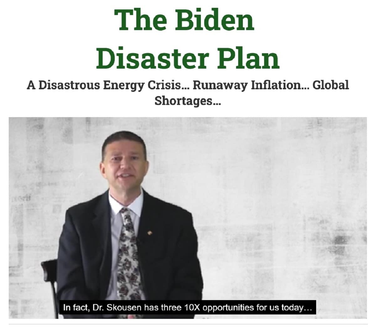 Mark Skousen's Biden Disaster Plan